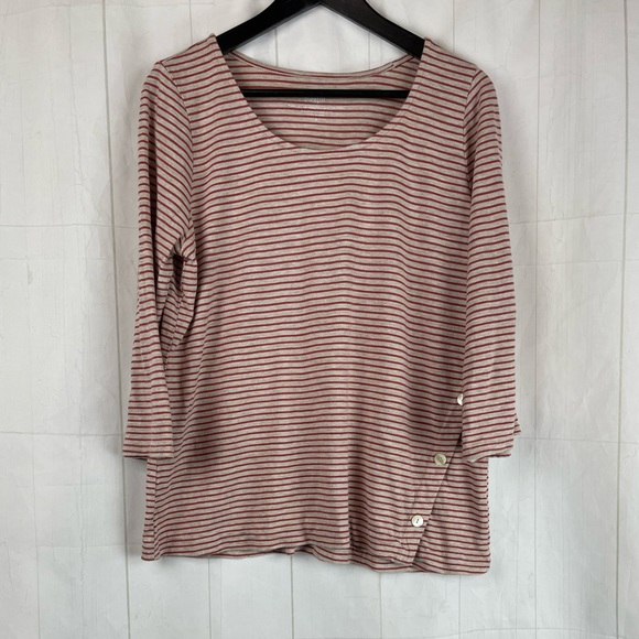 Pure Jill Striped Asymmetric Button Tunic Size M - Picture 1 of 5